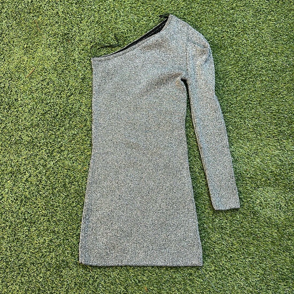 Topshop metallic silver knit dress sz 2
